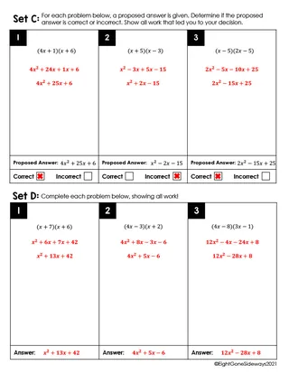 Multiplying Binomials - Leveled Checking Worksheet – sample page 3