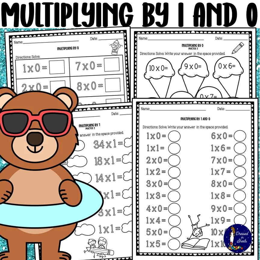 Multiplying by 1 and 0 *Posters & Worksheets* – cover