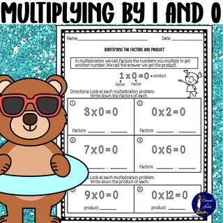 Multiplying by 1 and 0 *Posters & Worksheets* – sample page 2