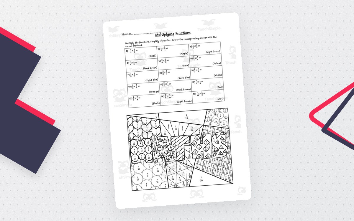 Multiplying Fractions Color by Number Activity preview