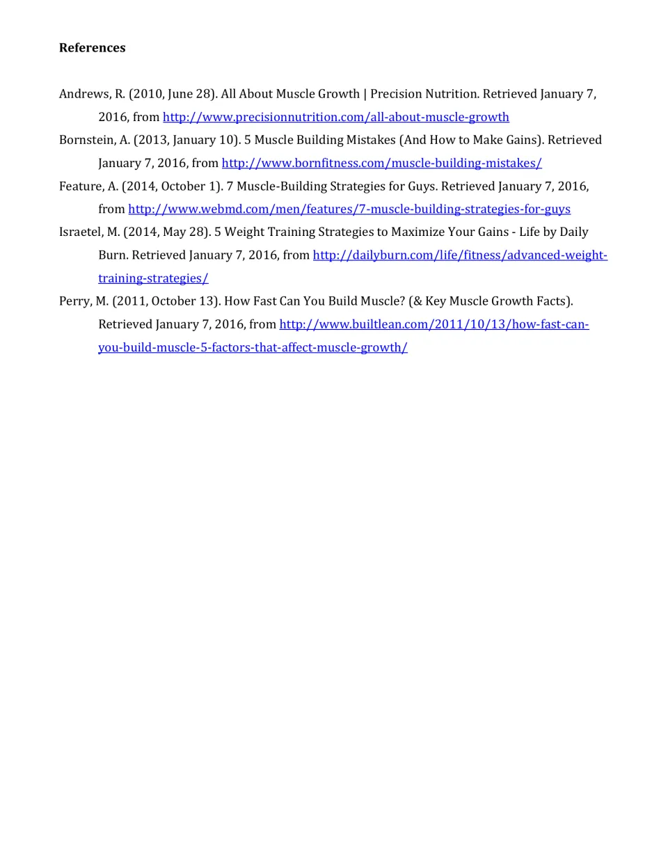 References for the muscle growth article: five sources on muscle development and weight training