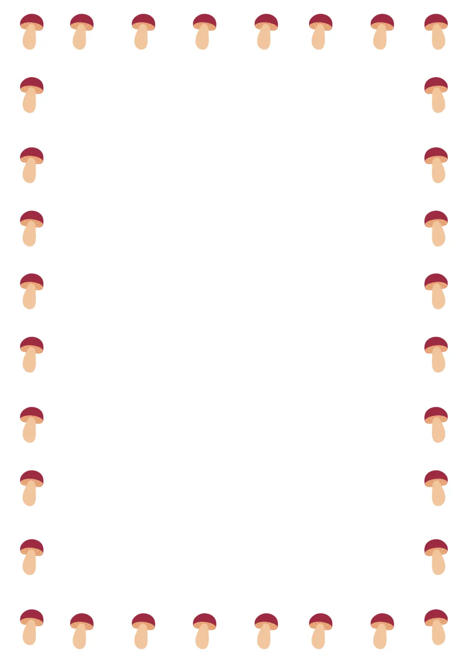 Blank color drawing or journaling sheet from the mushroom-themed writing and prewriting paper set