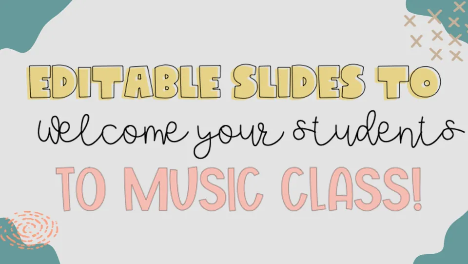 Cover of the music-class presentation reading 'Editable slides to welcome your students to music class!'