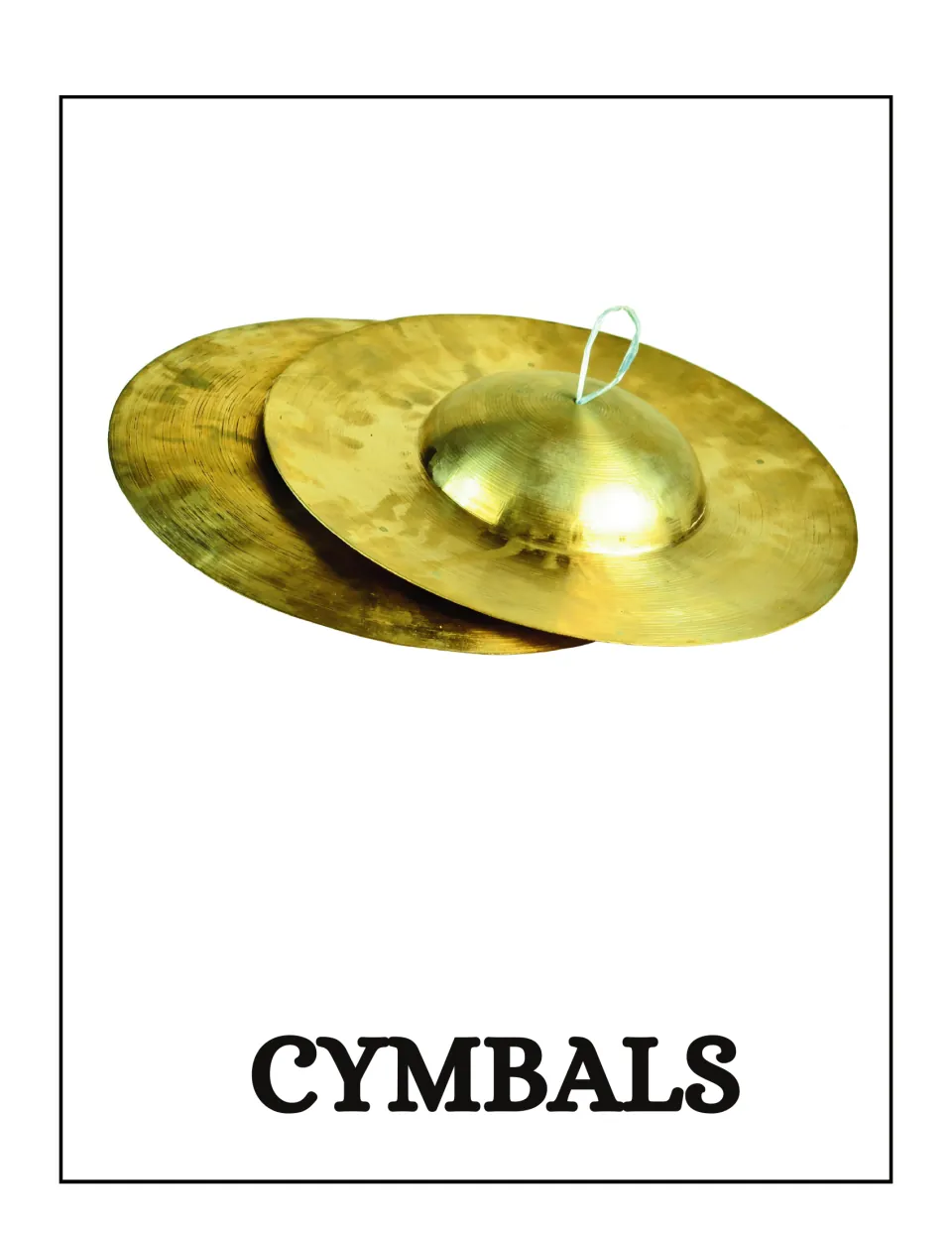 Cymbals poster in the musical instrument set, featuring a photo of two overlapping cymbals and the label CYMBALS