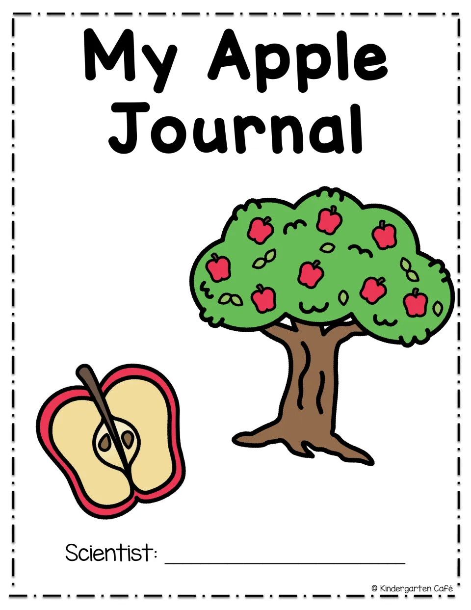 Color cover for the apple study journal, titled 'My Apple Journal,' with a space for the scientist's name