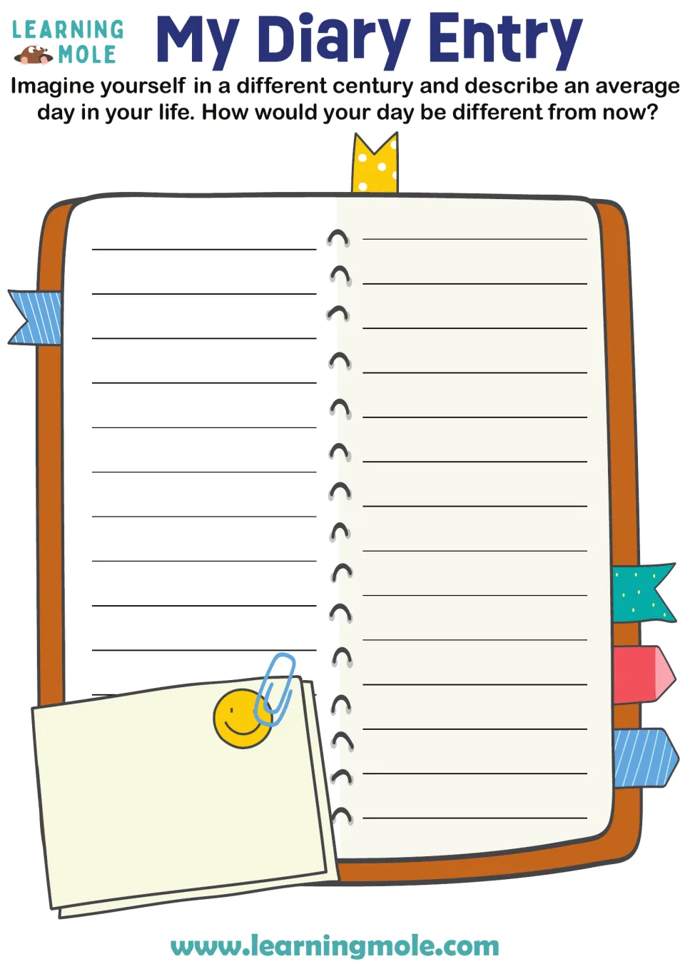 Time-travel diary writing: students imagine an average day in a different century and describe how it differs from now