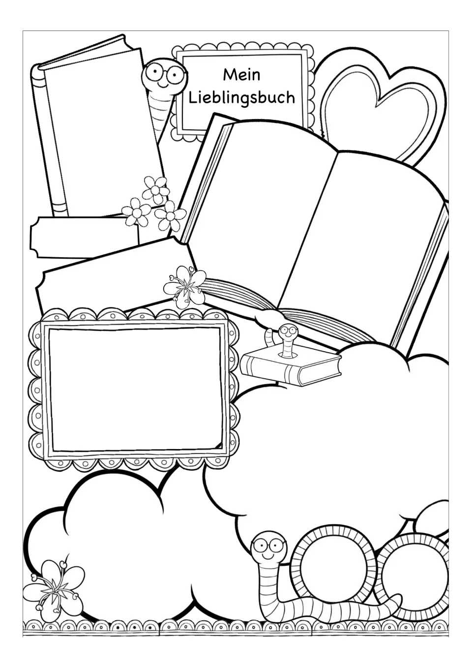 Open-ended German favorite-book template headed “Mein Lieblingsbuch” (My Favorite Book), without prompts.