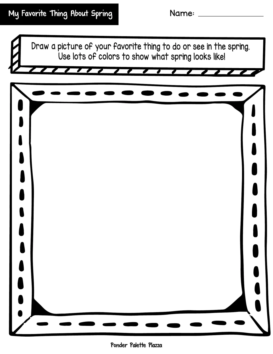 Spring drawing task: students draw and color their favorite thing to do or see in spring, using many colors