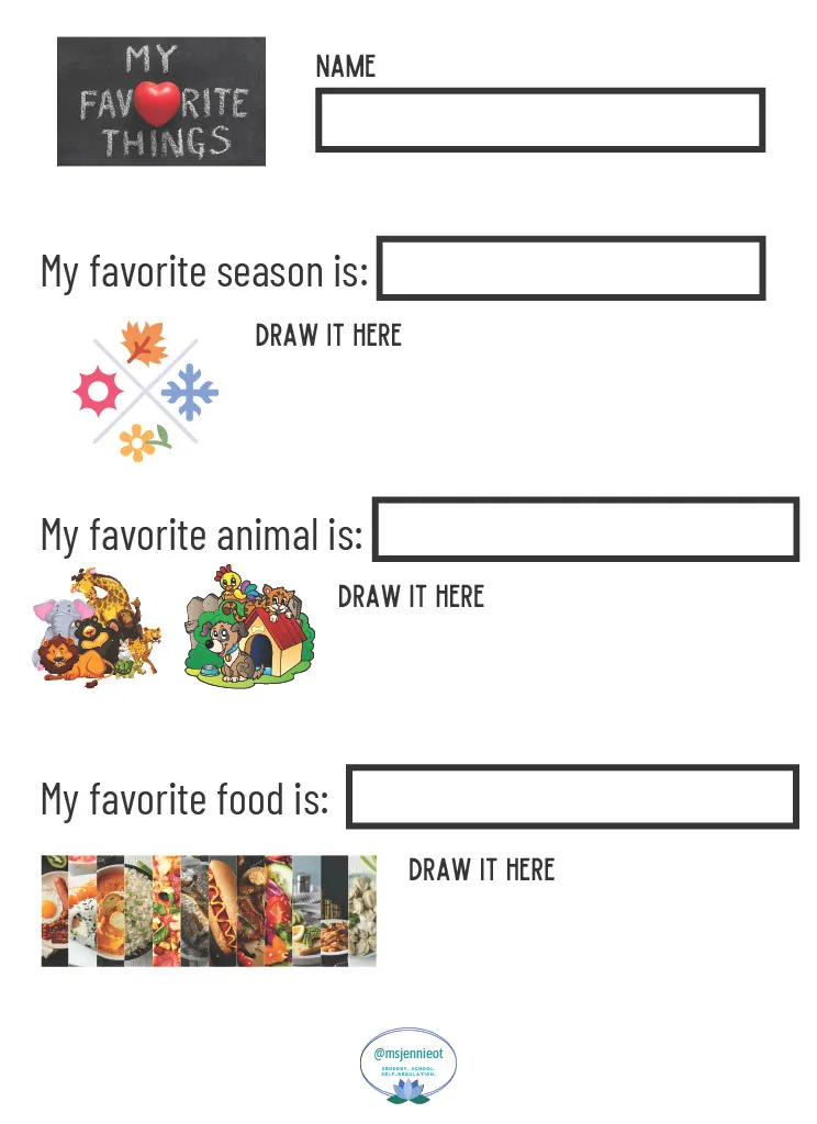 My Favorite Things – Writing & Dialogue Worksheet – cover
