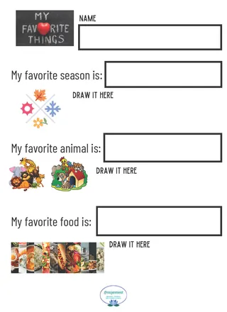 My Favorite Things – Writing & Dialogue Worksheet – sample page 3