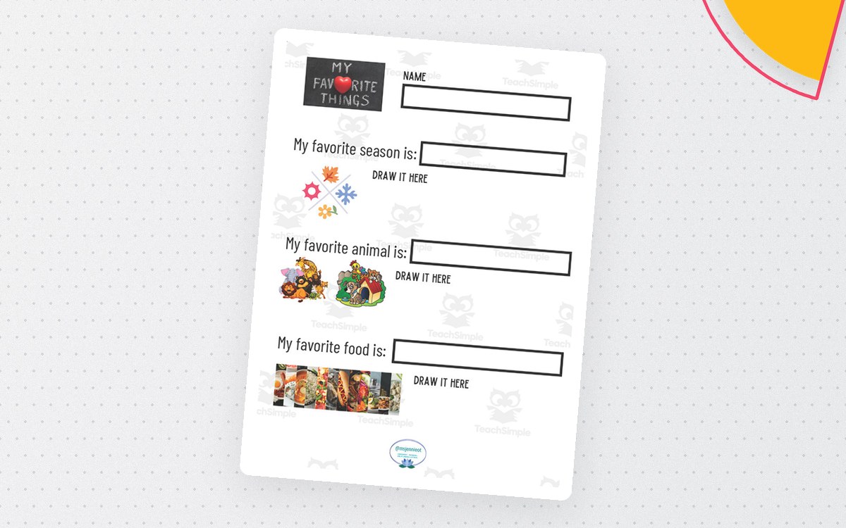 My Favorite Things – Writing & Dialogue Worksheet preview
