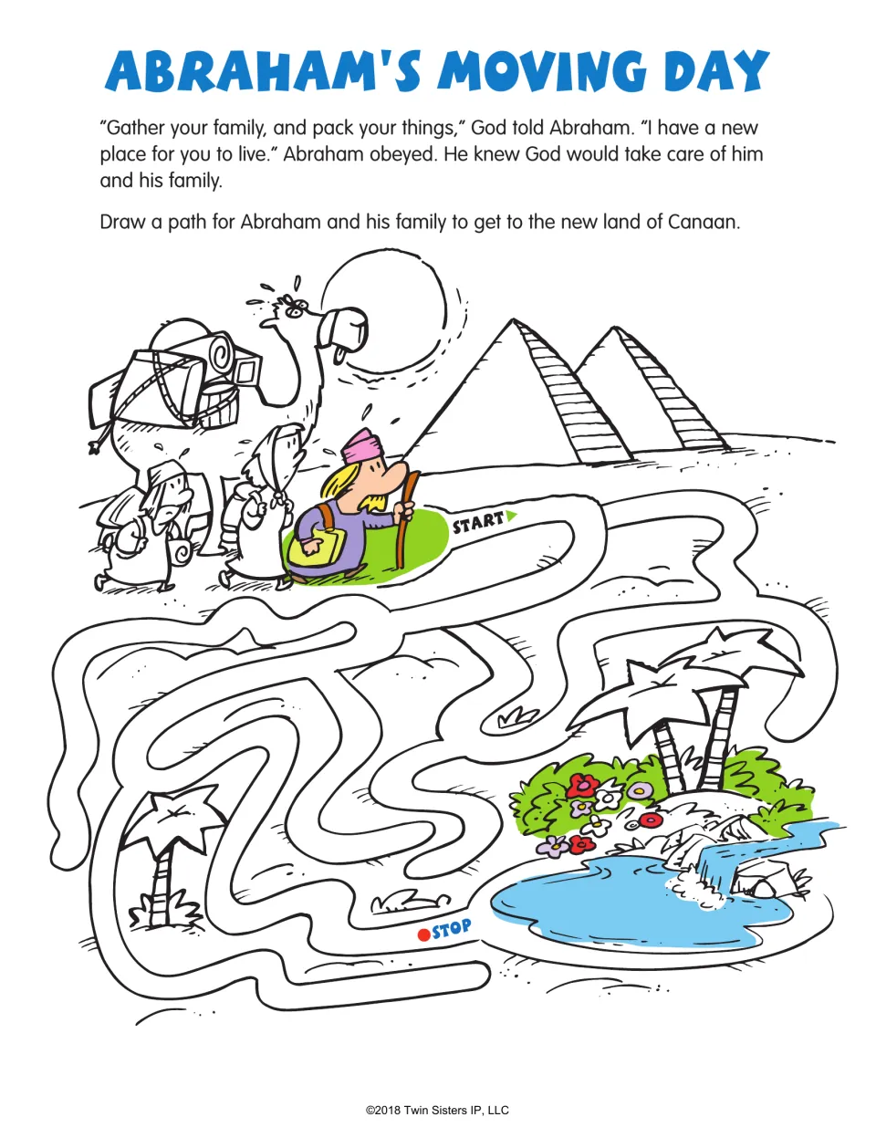 Abraham's Moving Day maze pairs a retelling of God's call to move with a path for Abraham's family to Canaan.