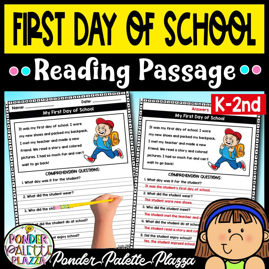 My First Day of School – Reading Passage – cover