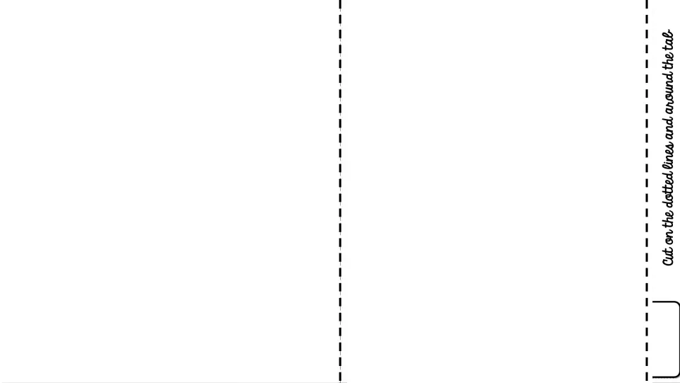 Blank heritage booklet page for students to fill in, with a cut-out tab at the lower right and a note to cut around the tab