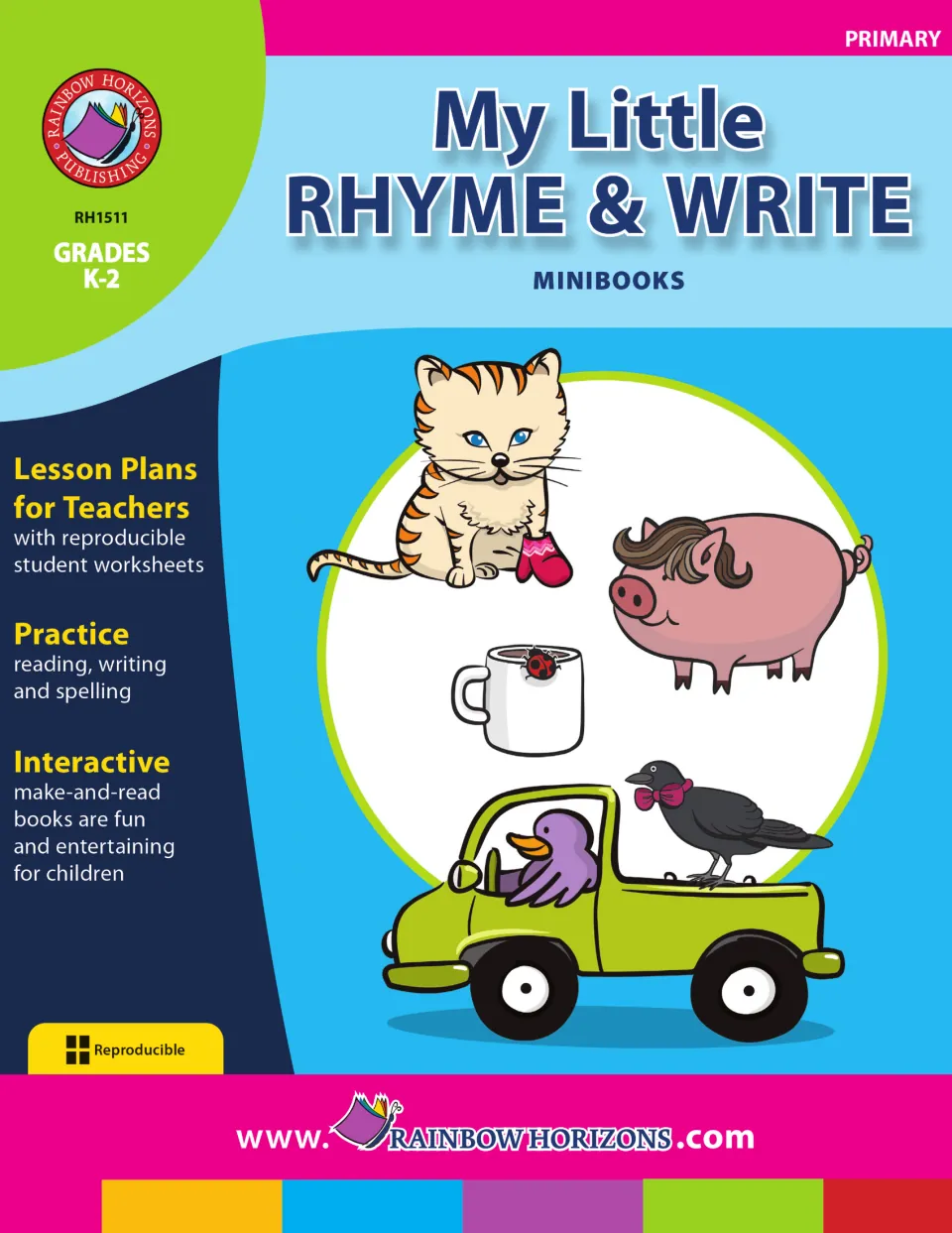 My Little Rhyme & Write - Minibooks cover identifies grades K–2 and reading, writing, and spelling practice