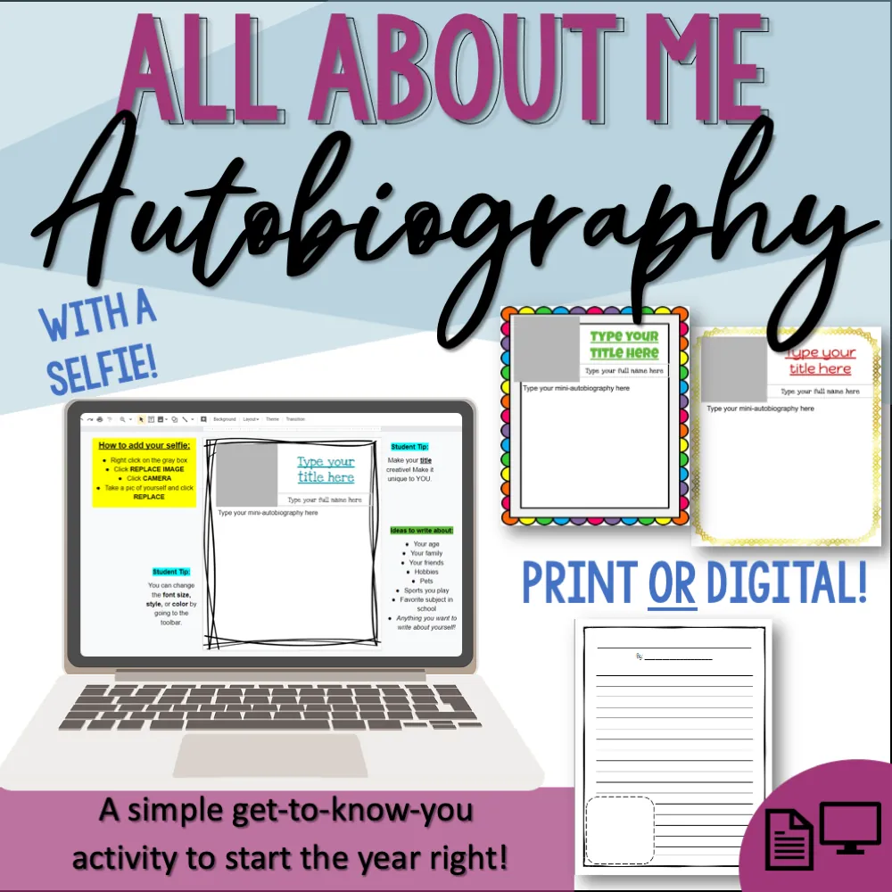 My Mini Autobiography | Printable & Digital Activity – cover