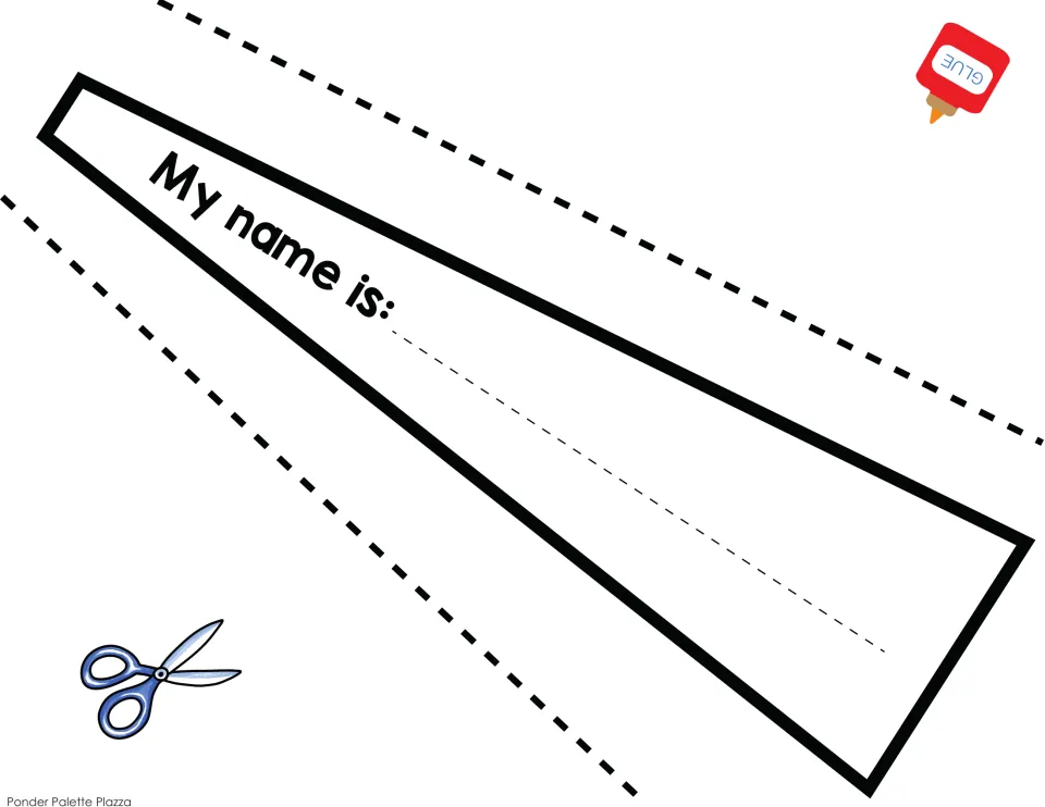 Unfilled tree trunk template labeled 'My name is:' for coloring and adding a name to the name tree craft.