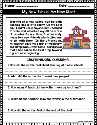 My New School – Back-to-School Reading Passage – sample page 2