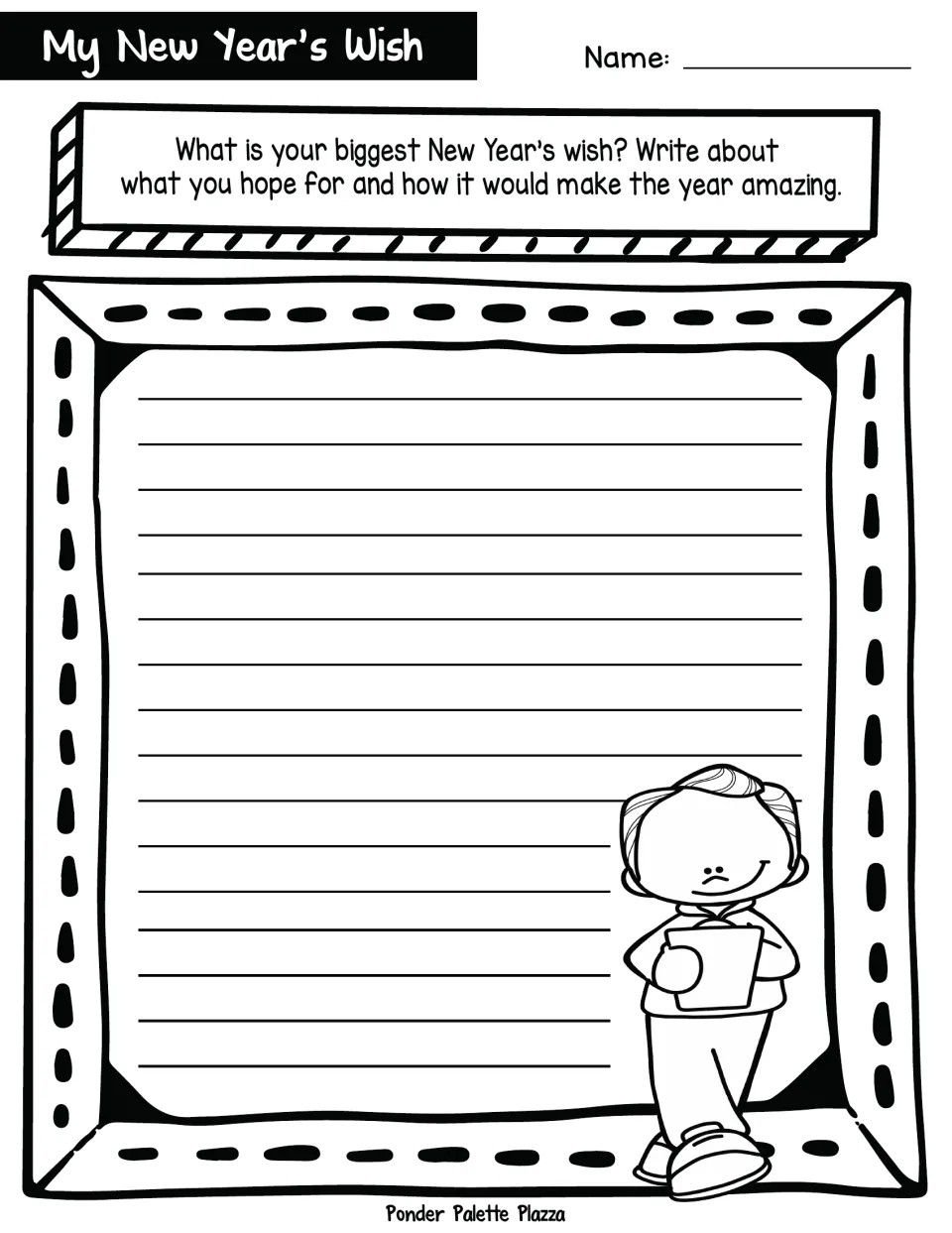 New Year's wish writing prompt: students write about their biggest wish and how it would make the year amazing