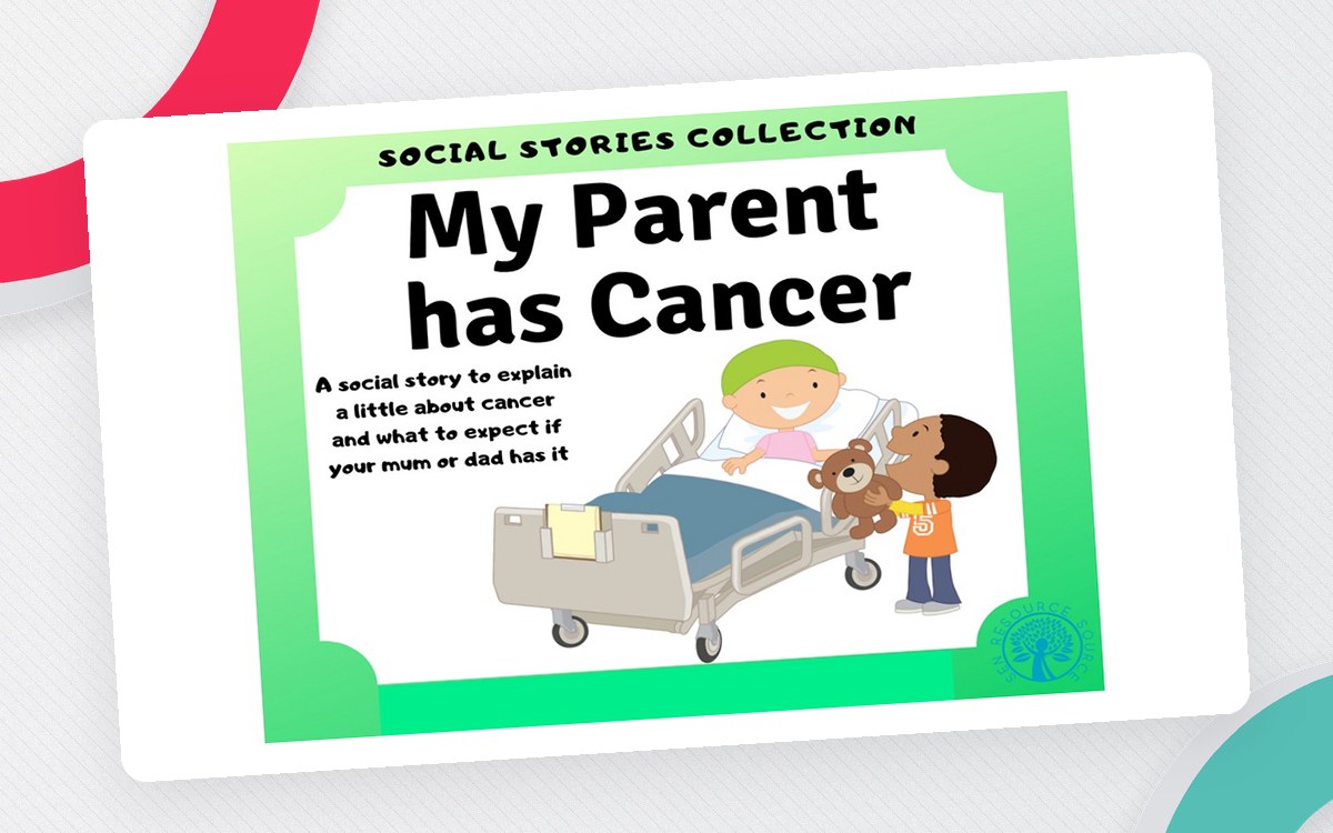 My Parent Has Cancer social-story cover with a hospital scene.