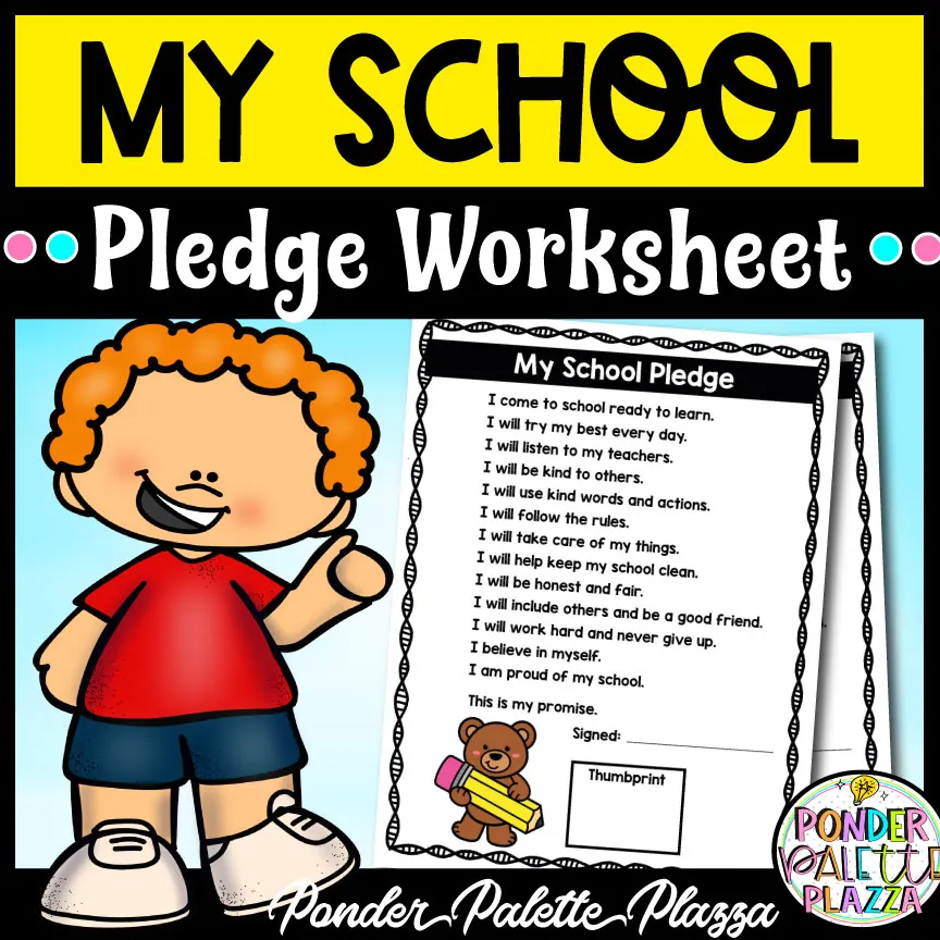 My School Pledge Worksheet – Back to School – cover