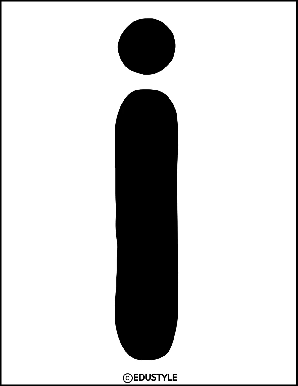 Black lowercase i for the Christmas bulletin board or door display, printed as one large title letter