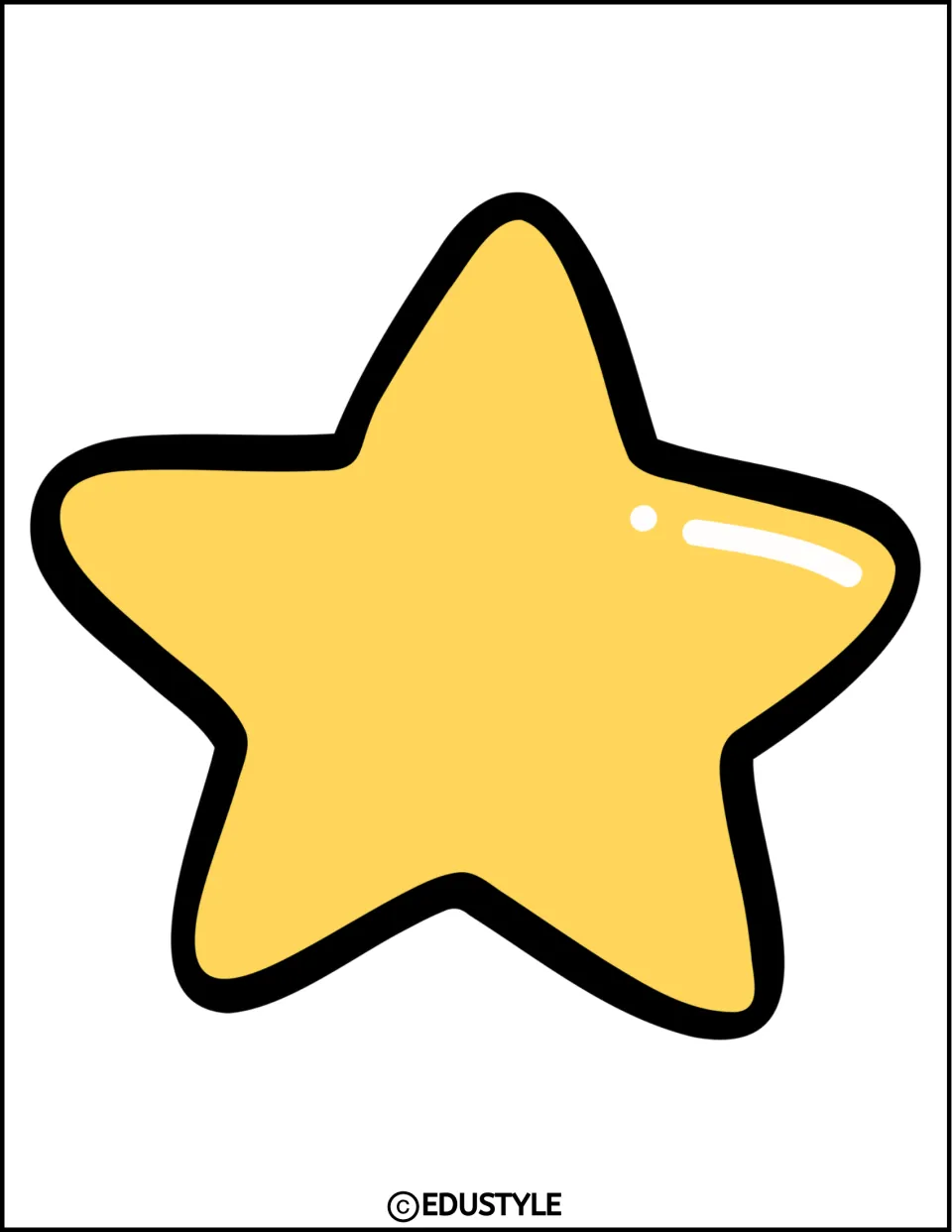 One large yellow five-point star cutout for the Christmas bulletin board or classroom door decor display