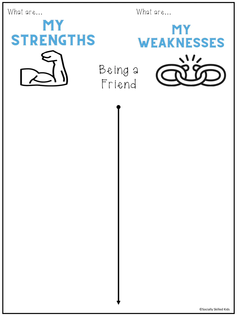 Being a friend self-reflection: students record what they do well as a friend and which friendship skills are hard for them