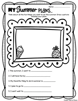 My Summer Plans Worksheet - End of Year Writing – sample page 2