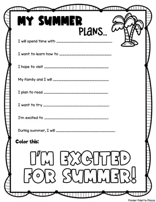 My Summer Plans Worksheet - End of Year Writing – sample page 3