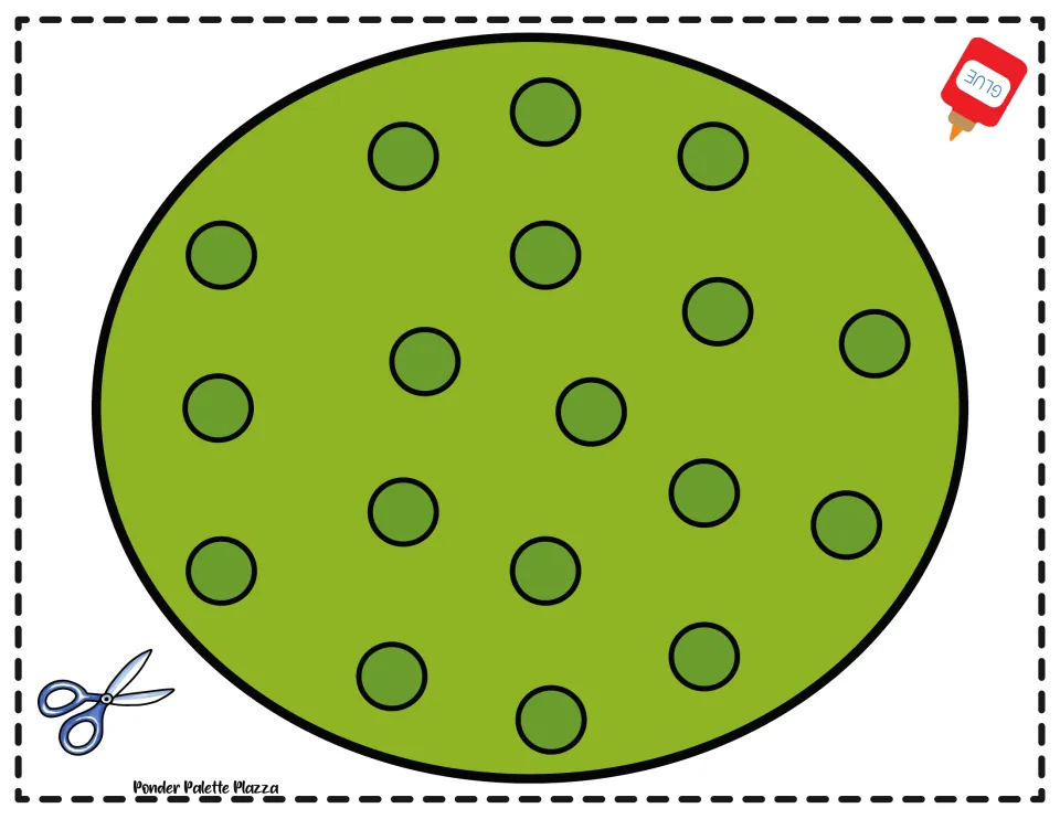 Treetop cut-out piece: a large green oval with darker green dots for students to cut out and glue on as the tree's leaves