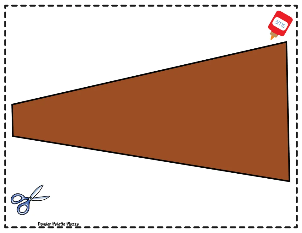 Tree trunk cut-out piece: one long brown tapered trunk shape that students cut out and glue up into the green treetop