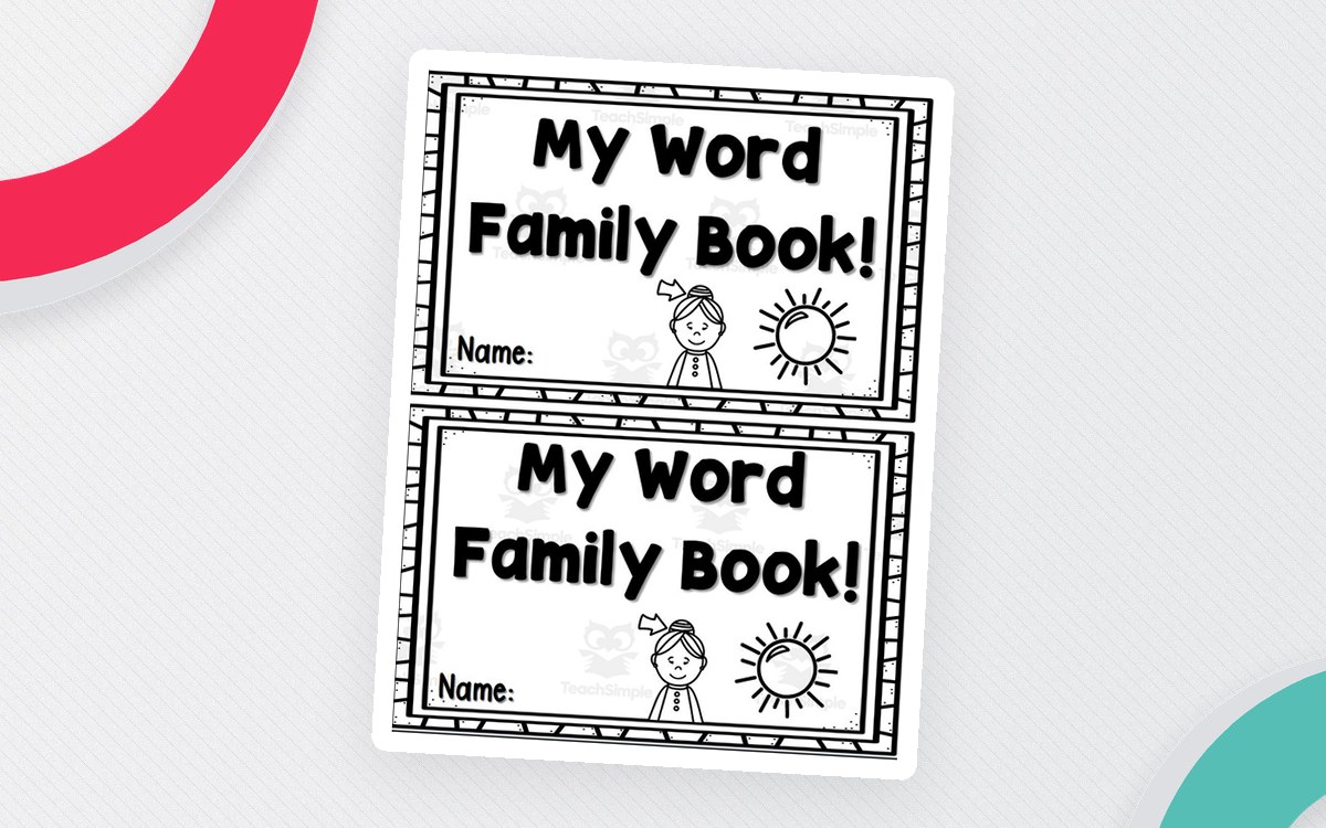 My Word Family Book cover with two student booklet fronts and picture cues.