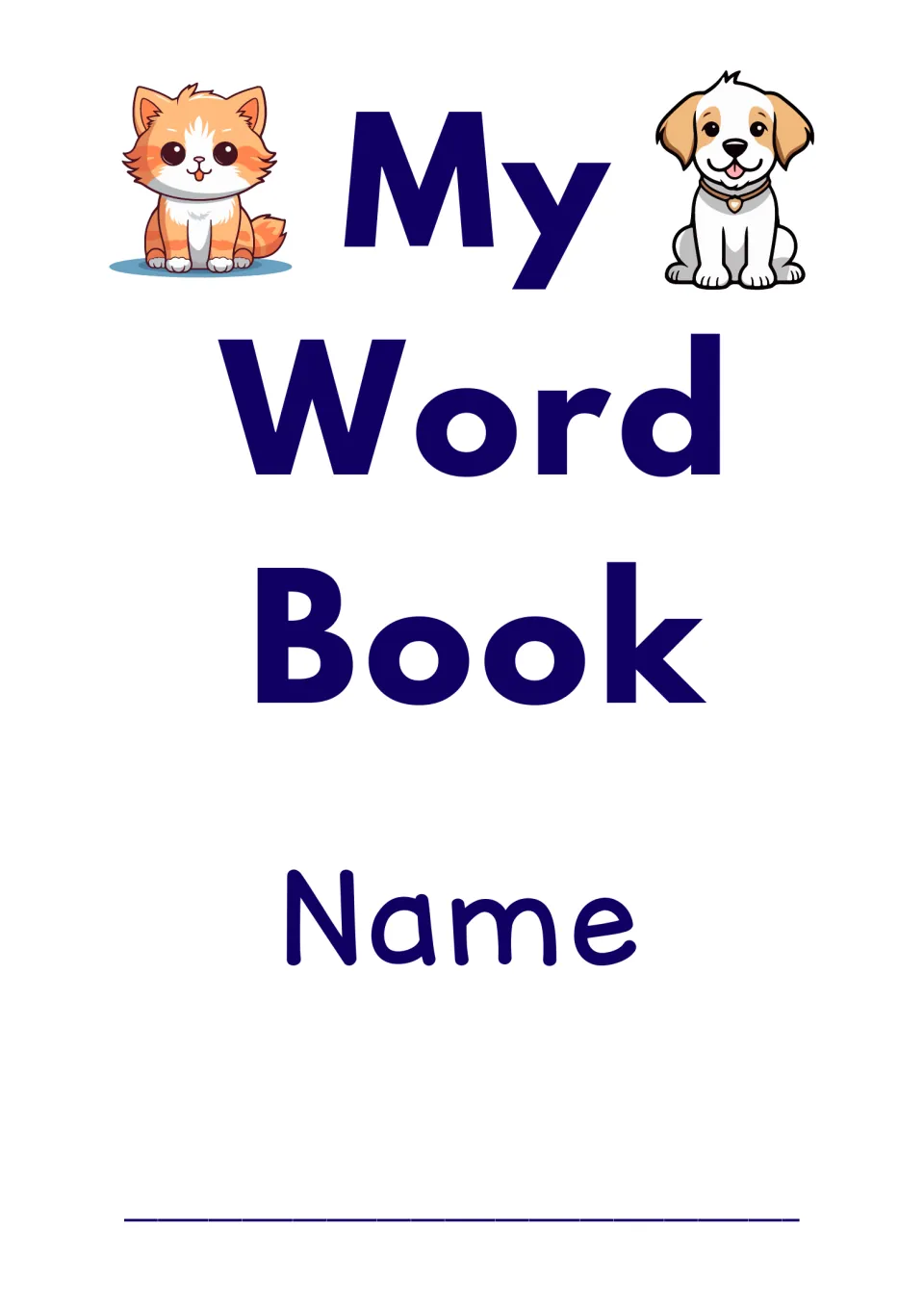 Personal student dictionary front cover titled 'My Word Book,' with a name prompt for the student owner