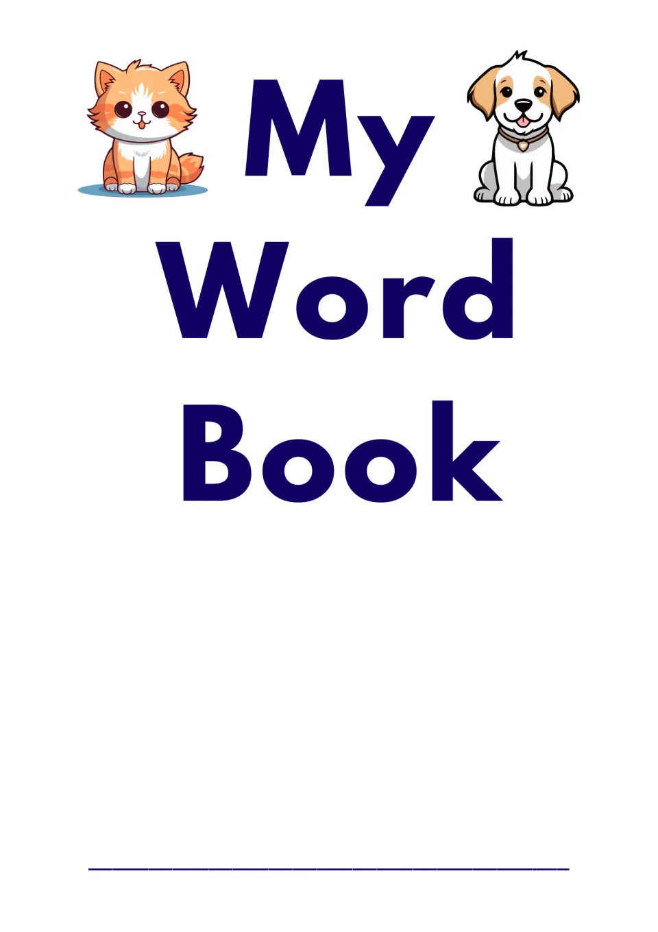 Personal student dictionary inside cover repeats the book title without the front cover's name prompt