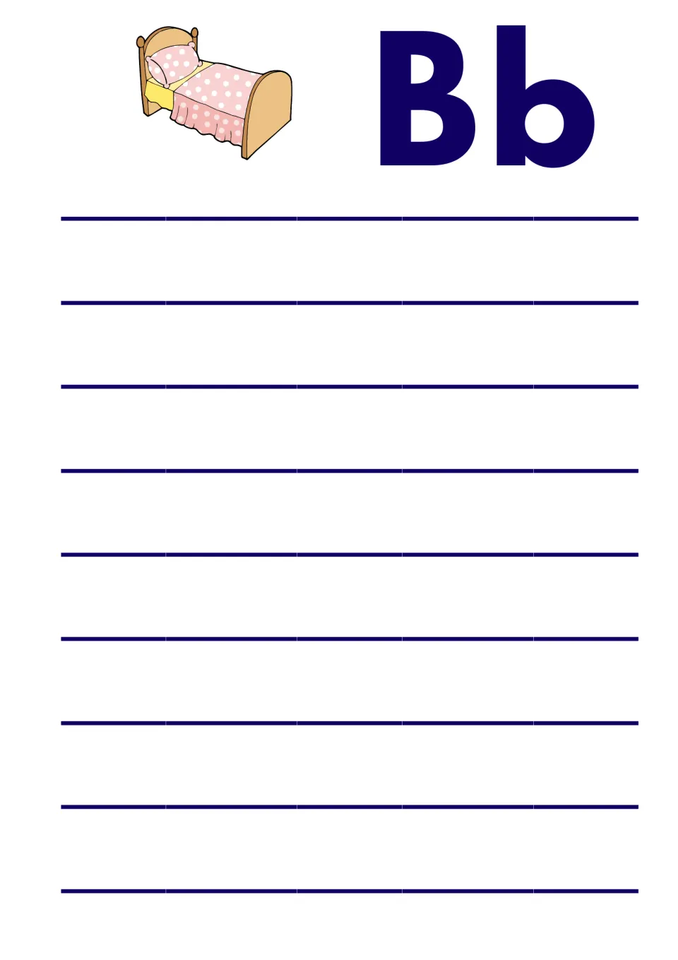 Dictionary B word collection page headed 'Bb,' for students to add personal spelling words to their dictionary