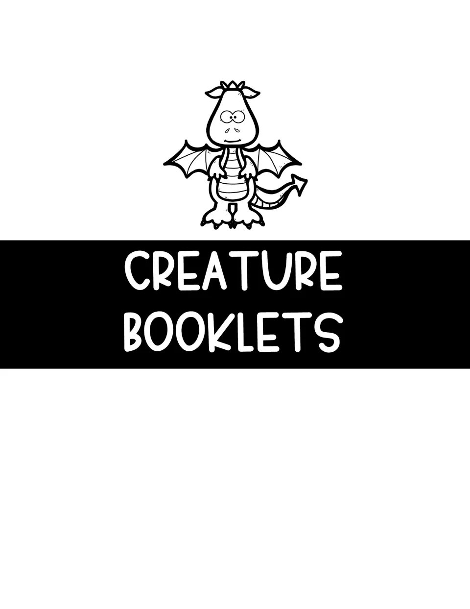 Creature Booklets section divider introducing the cut-apart covers and description pages for student booklets