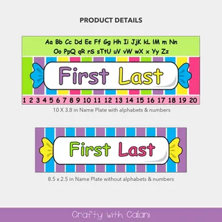 Name Plate Labels in Candy Land Theme - 100% Editable – preview 2