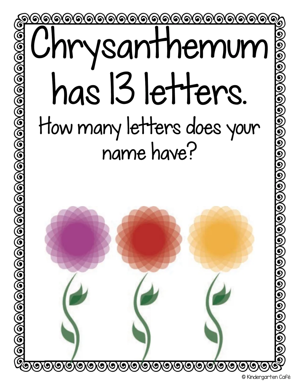 Class book cover version without a byline: Chrysanthemum has 13 letters. How many letters does your name have?
