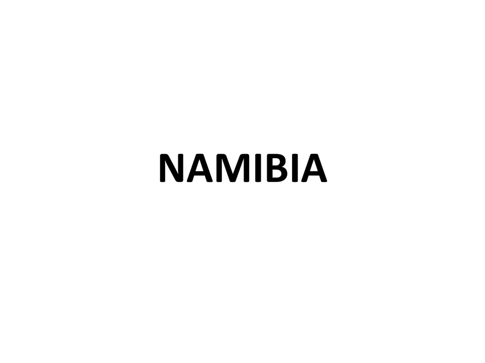 Title page reading NAMIBIA in bold capitals, opening a set of printable outline and labeled maps of the country