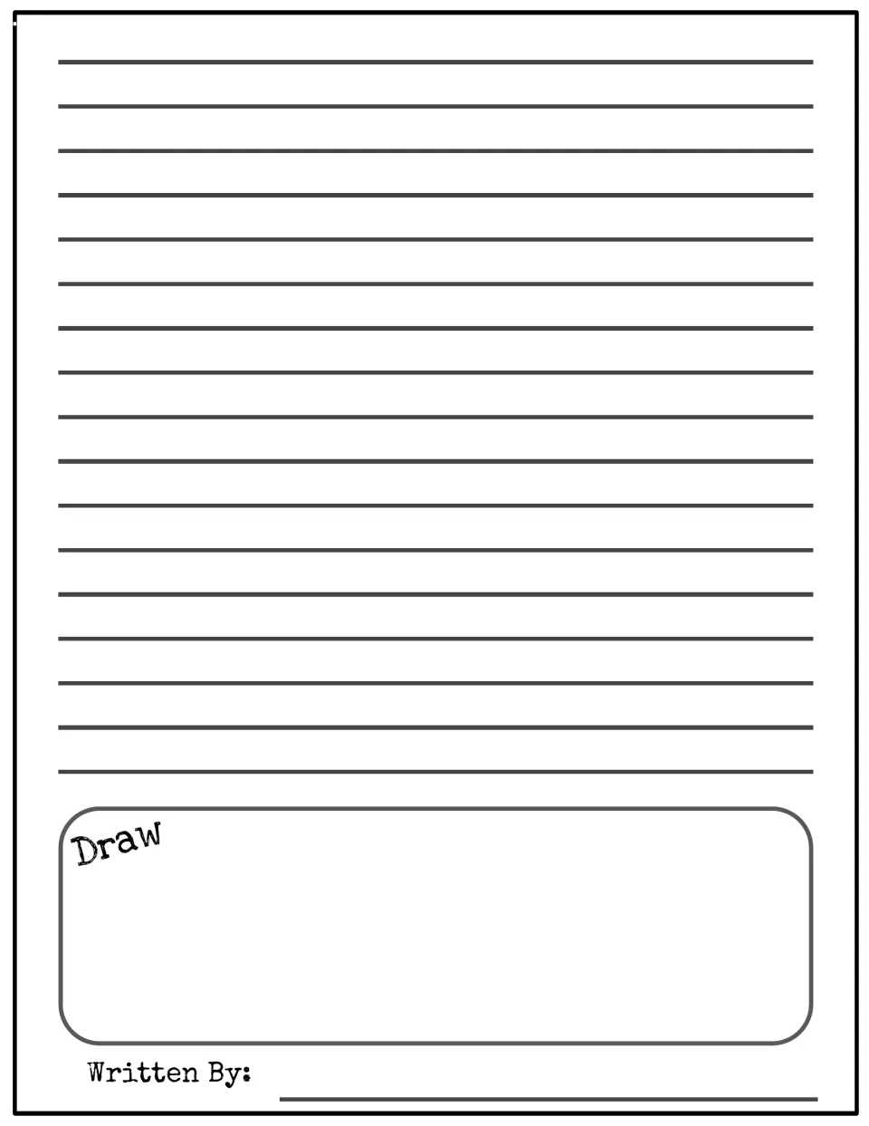 Narrative poem continuation page: students finish writing their poem, draw a picture and add their name as author