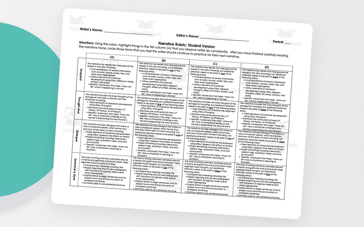 Narrative Rubric – Student & Peer Self-Assessment preview