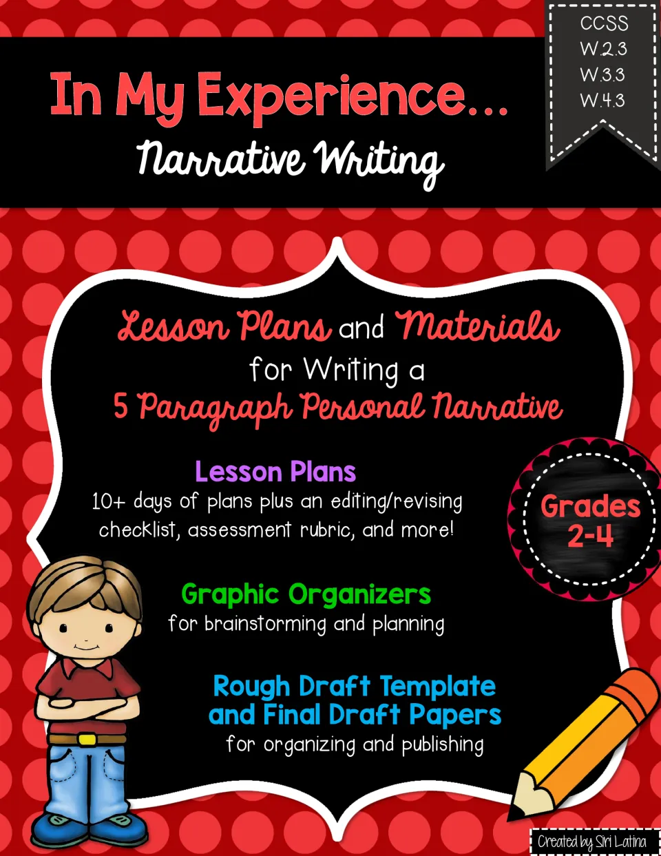 In My Experience cover: lesson plans, graphic organizers, rough draft template and final papers for a personal narrative