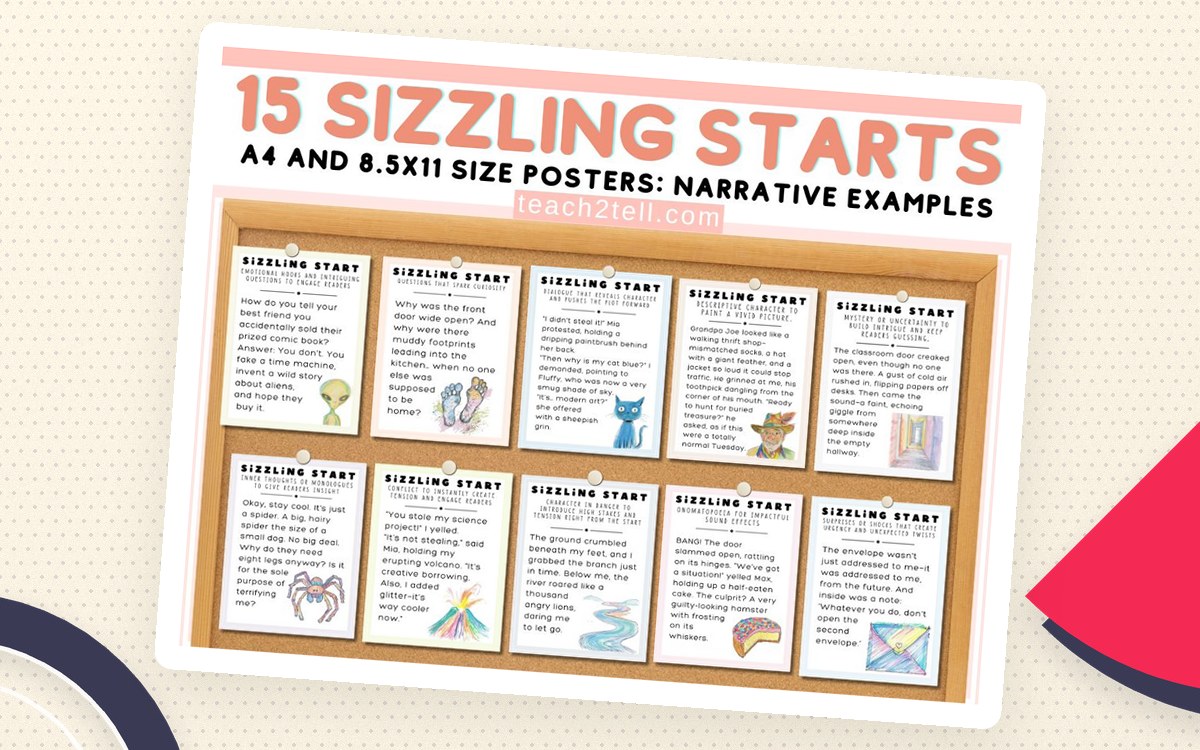 Narrative Writing Story Starters Beginnings Sizzling Starts teaching resource preview