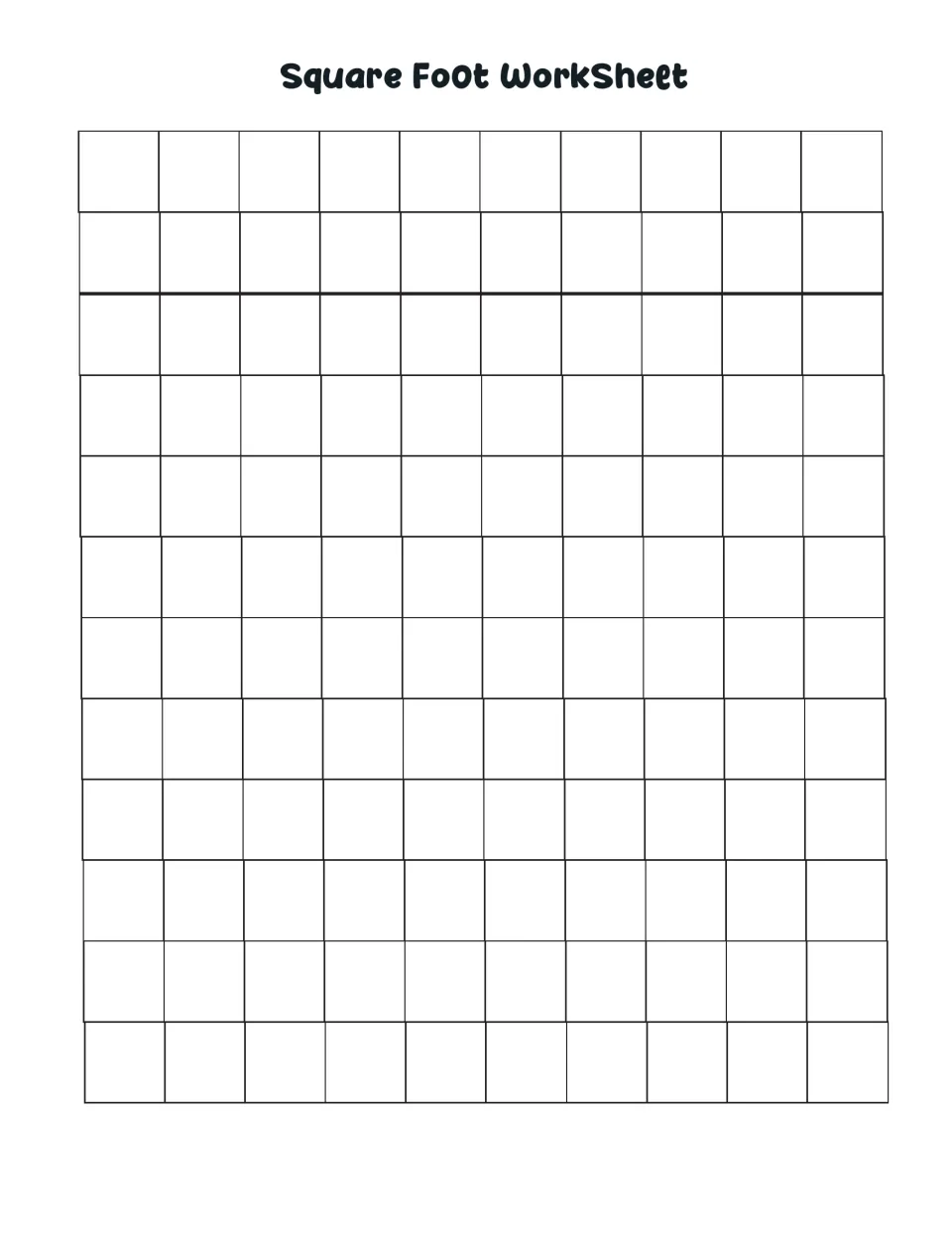 Square Foot Worksheet for planning the magical habitat maze and assigning areas for a mythical creature’s needs