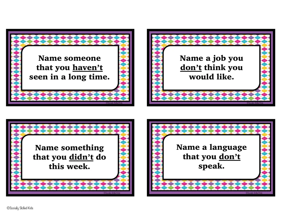 Name It prompts: name someone you haven't seen in a while, something you didn't do this week and a language you don't speak