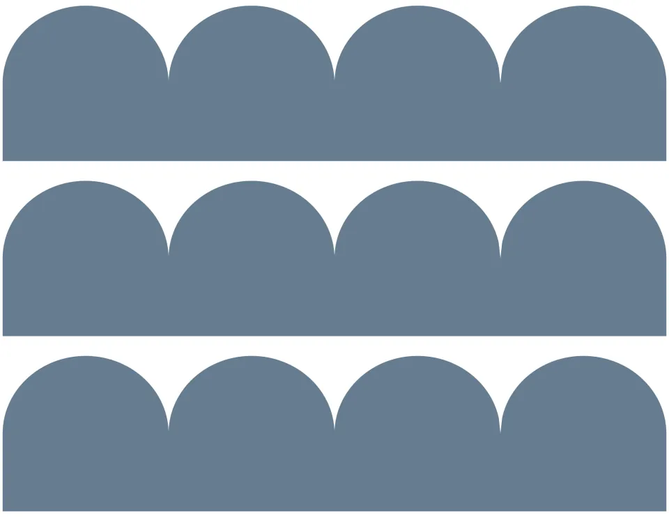 Slate blue scalloped trim: three solid cut-out strips with a row of four arches each, for edging a classroom display