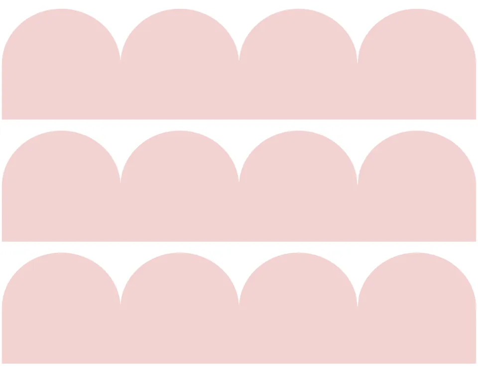Blush pink scalloped trim: three pale solid strips with four rounded arches each, to cut out and tape around a board