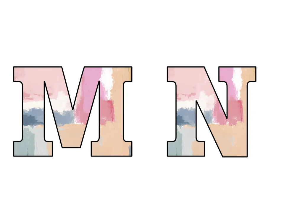 Bulletin board letters M and N, two uppercase letters to print, cut out, and add to a bulletin board.