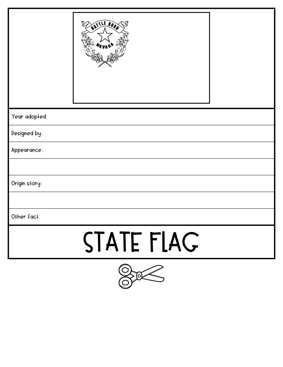 State flag flap: students color the Battle Born flag and write its year adopted, designer, appearance and origin story